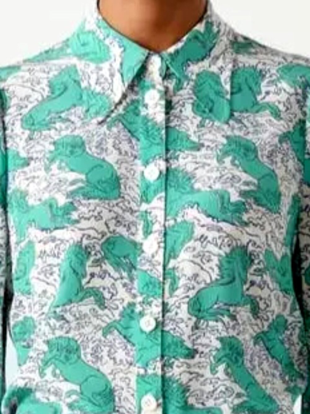 LK  BENNETT ~ HORSE PRINT SILK BLOUSE ~ 8 ~ $375